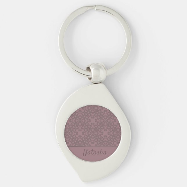 Personalized Dusty Rose Pattern Keychain (Front)