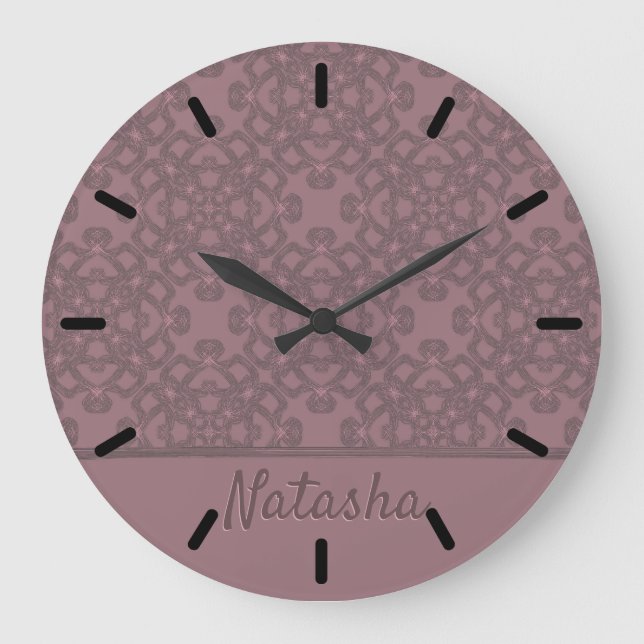 Personalized Dusty Rose Pattern Large Clock (Front)