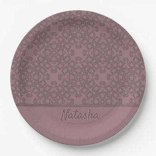 Personalized Dusty Rose Pattern Paper Plates