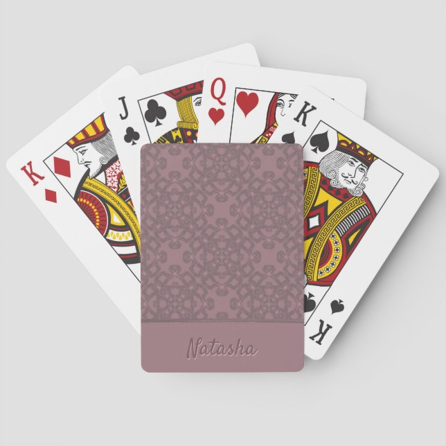 Personalized Dusty Rose Pattern Poker Cards (Back)
