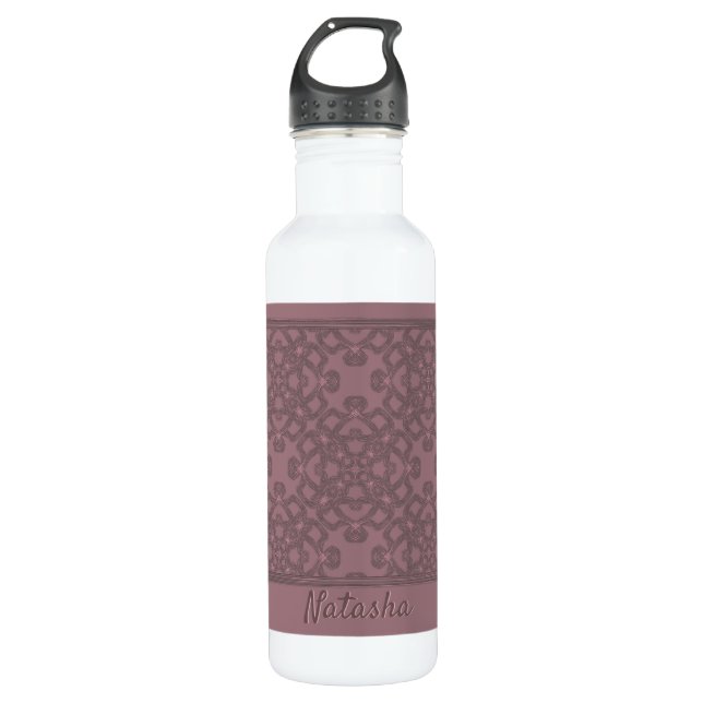 Personalized Dusty Rose Pattern Stainless Steel Water Bottle (Front)