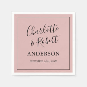 Personalized Dusty Rose Pink Black Wedding Napkins