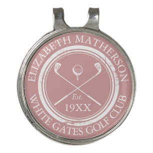 Personalized Dusty Rose Pink Golf Club Name Hat Clip