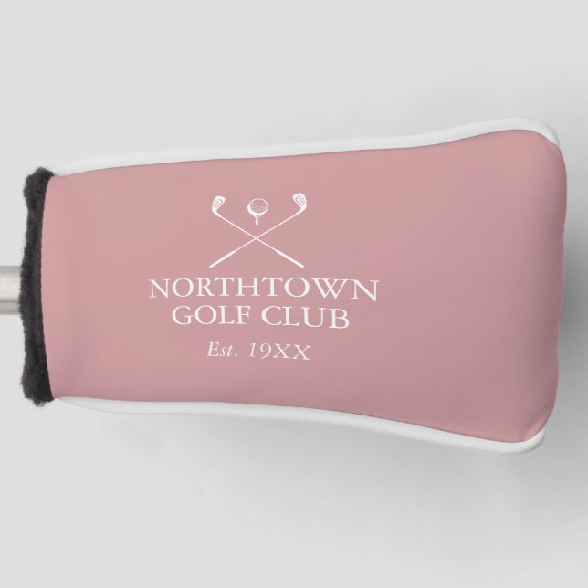 Personalized Dusty Rose Pink Golf Club Name Head Cover (Front)