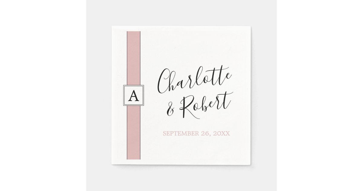 Personalized Dusty Rose Pink Monogram Wedding Napkins