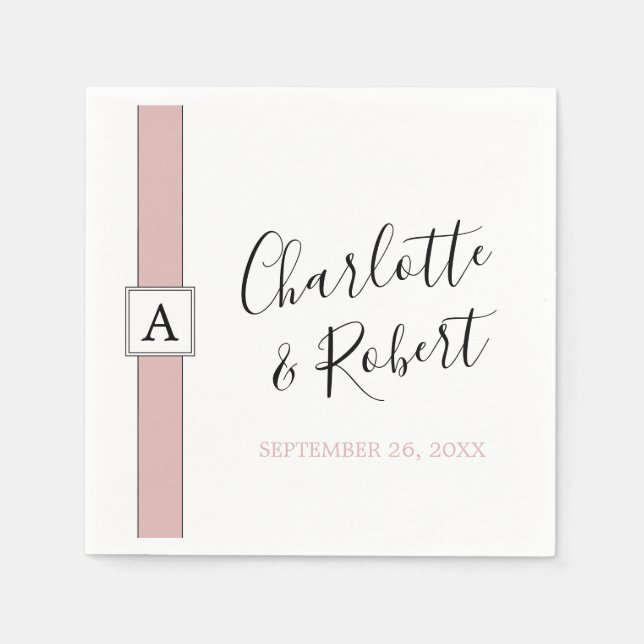 Personalized Dusty Rose Pink Monogram Wedding Napkins (Front)
