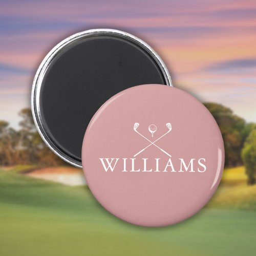 Personalized Dusty Rose Pink Name Golf Clubs Magnet
