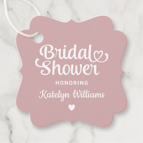 Personalized Dusty Rose Pink Wedding Bridal Shower Favor Tags