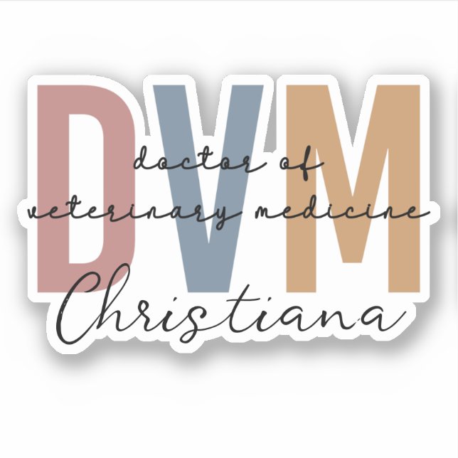Personalized DVM Doctor of Veterinary Medicine Sticker (Front)