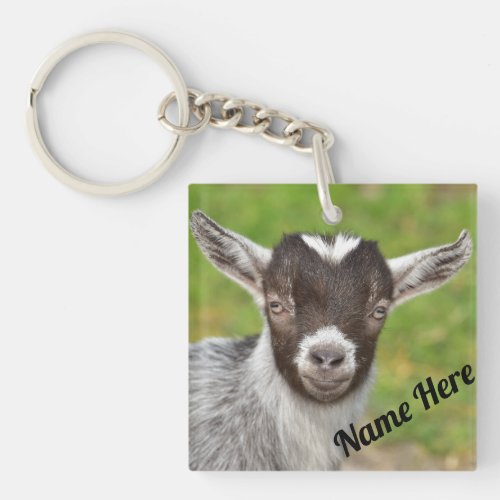 Personalized Dwarf Goat Kid Keychain