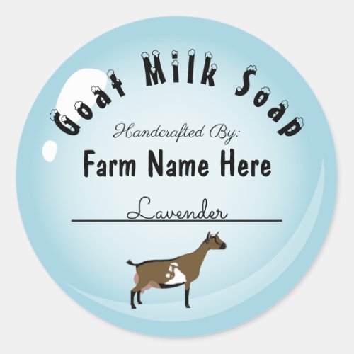 Personalized Dwarf Goat Milk Soap Blue Bubble Classic Round Sticker