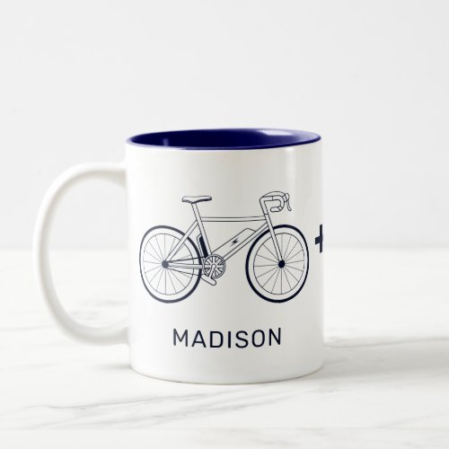Personalized E Bike Makes Me Happy Cyclist Two_Tone Coffee Mug