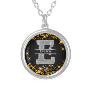  Personalized E Initial Silver Monogram Your Name Silver Plated Necklace