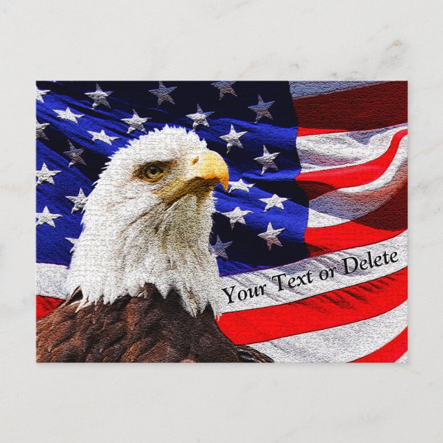 Personalized Eagle and Flag Patriotic Postcards (Front)