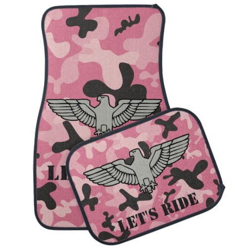 Personalized Eagle Pink Black Camouflage Camo Car Floor Mat