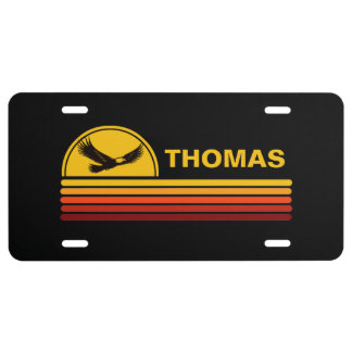 Personalized Eagle Yellow Orange Retro Sunset License Plate