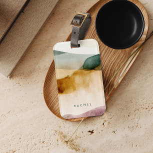 Personalized Earth Tone Abstract Watercolor Luggage Tag