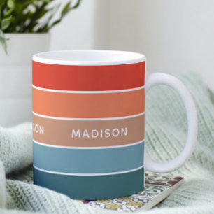Personalized Earth Tone Colorblock Name Gift Coffee Mug