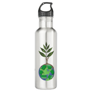 Personalized Earth Tree Recycle Sign Stainless Steel Water Bottle