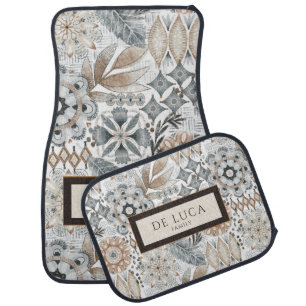 Personalized Earthy Boho Botanical Car Floor Mat