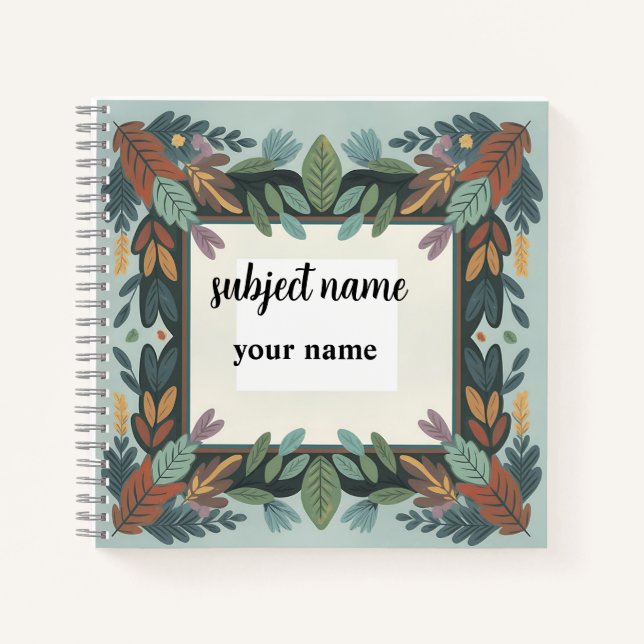 Personalized Earthy Botanical Frame Notebook (Front)