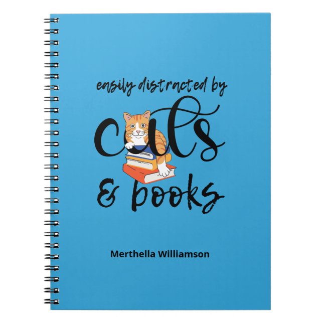 Personalized EASILY DISTRACTED BY CATS AND BOOKS (Front)