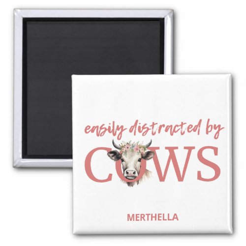Personalized EASILY DISTRACTED BY COWS Vintage  Magnet
