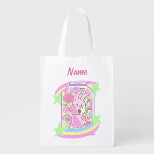 Personalized Easter Basket Custom Name Bunny Grocery Bag