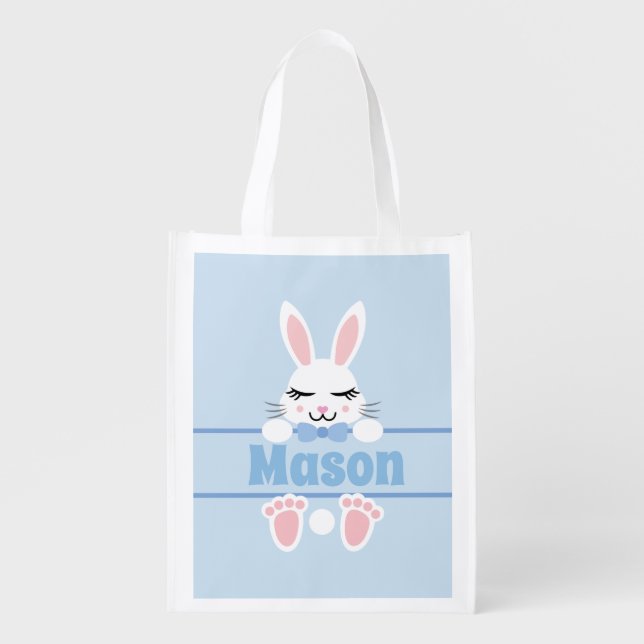 Personalized Easter Basket Egg Hunt Bag for  Boys (Front)