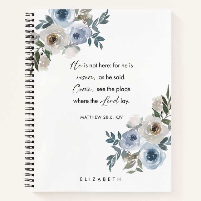 Personalized Easter Bible Verse Floral Christian Notebook (Front)