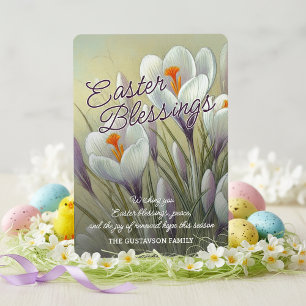 Personalized Easter Blessings Crocus Floral Card
