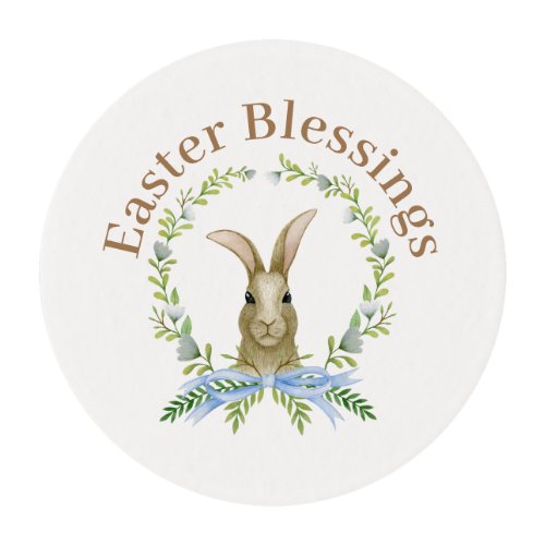 Personalized Easter Blessings Rabbit Bunny Cupcake Edible Frosting Rounds