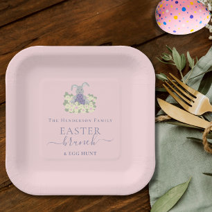 Personalized Easter Brunch and Egg Hunt Pink Paper Plates