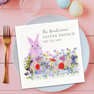 Personalized Easter Brunch Egg Hunt Bunny Floral Napkins