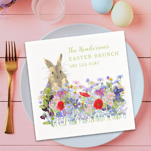 Personalized Easter Brunch Egg Hunt Bunny Floral Napkins