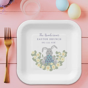 Personalized Easter Brunch Egg Hunt Bunny Floral Paper Plates