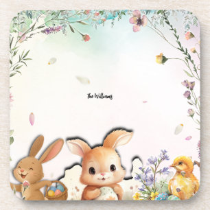 Personalized Easter Brunch Hard Plastic Coaster