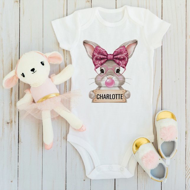 Personalized Easter Bunny Baby Bodysuit for Girls (Personalized Easter Bunny Baby Bodysuit for Girls)