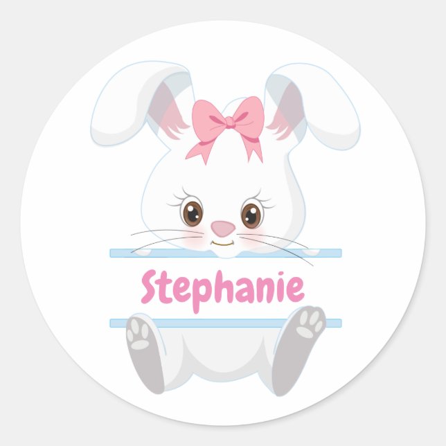 Personalized - Easter Bunny Classic Round Sticker (Front)
