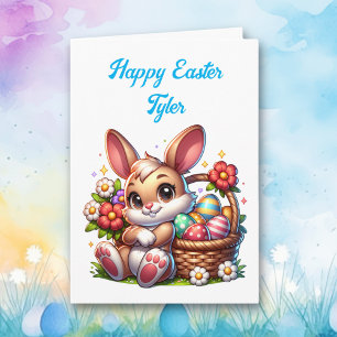 Personalized Easter Bunny + Coloring Page Card