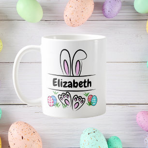 Personalized Easter Bunny Ears Name Coffee Mug