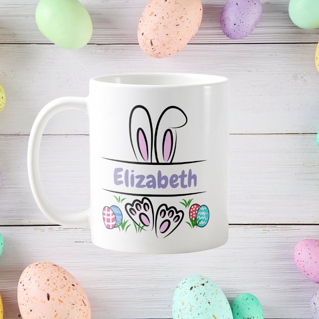 Personalized Easter Bunny Ears Name Coffee Mug (Creator Uploaded)