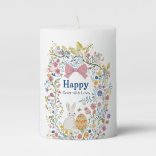 Personalized Easter Bunny, Egg, and Wreath Pillar Candle