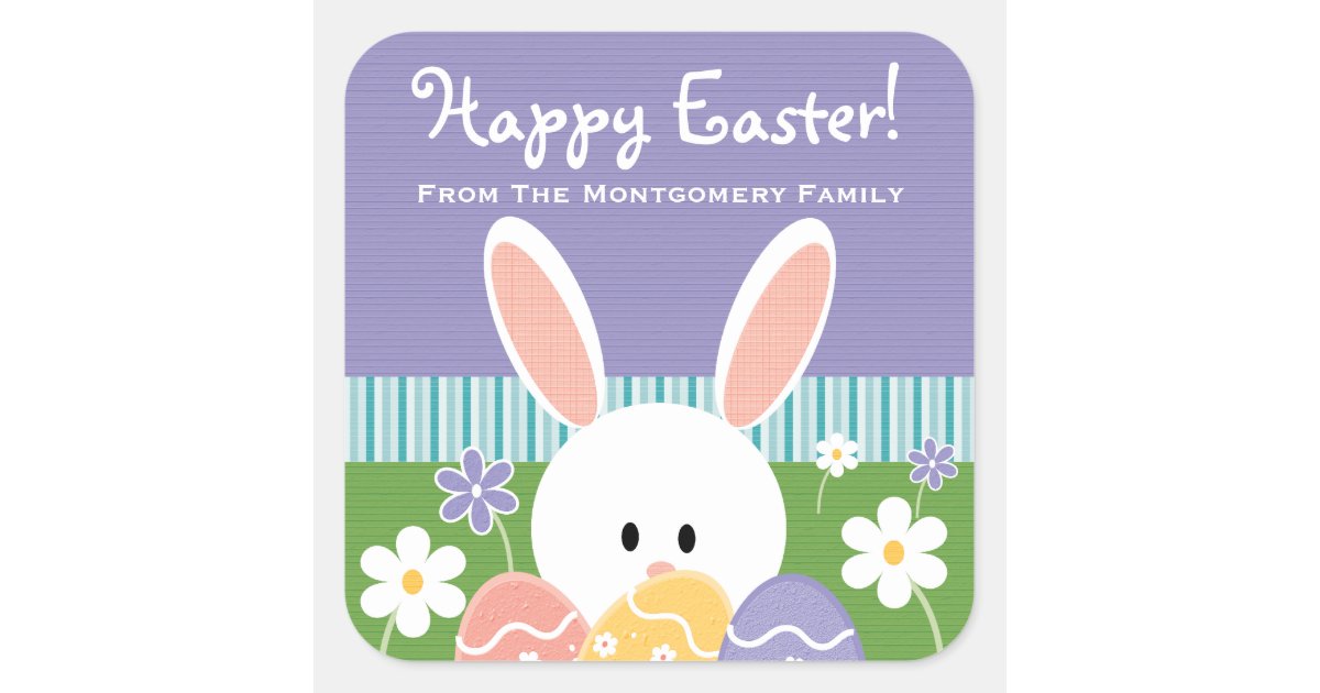 Personalized Easter Bunny Eggs Label Stickers | Zazzle