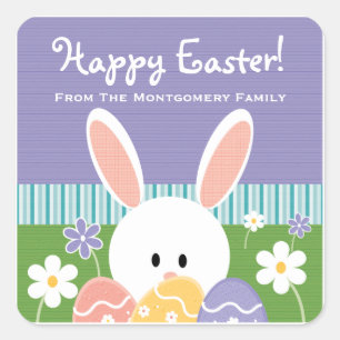 Personalized Easter Bunny Eggs Label Stickers