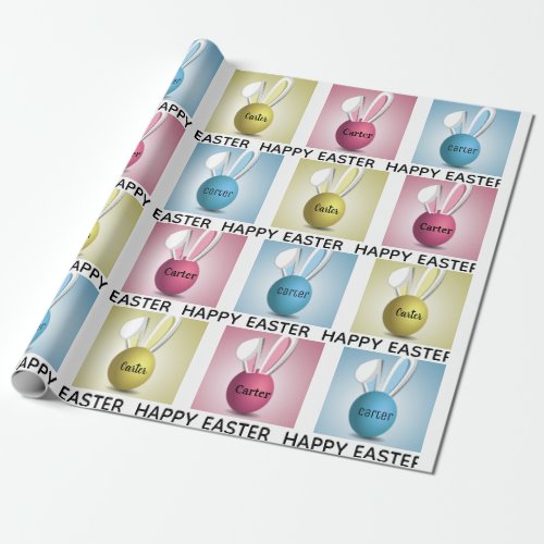 Personalized Easter Bunny Eggs Wrapping Paper