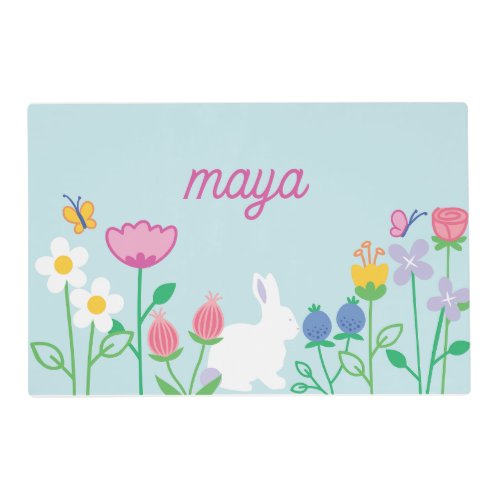 Personalized Easter Bunny Flower Garden  Placemat