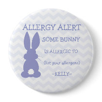 Personalized Easter Bunny Food Allergy Alert Pinback Button