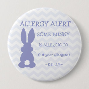 Personalized Easter Bunny Food Allergy Alert Pinback Button