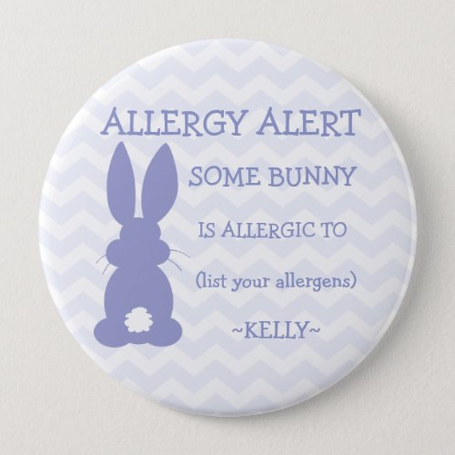 Personalized Easter Bunny Food Allergy Alert Pinback Button